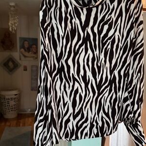 Zebra Print Long Sleeve Blouse